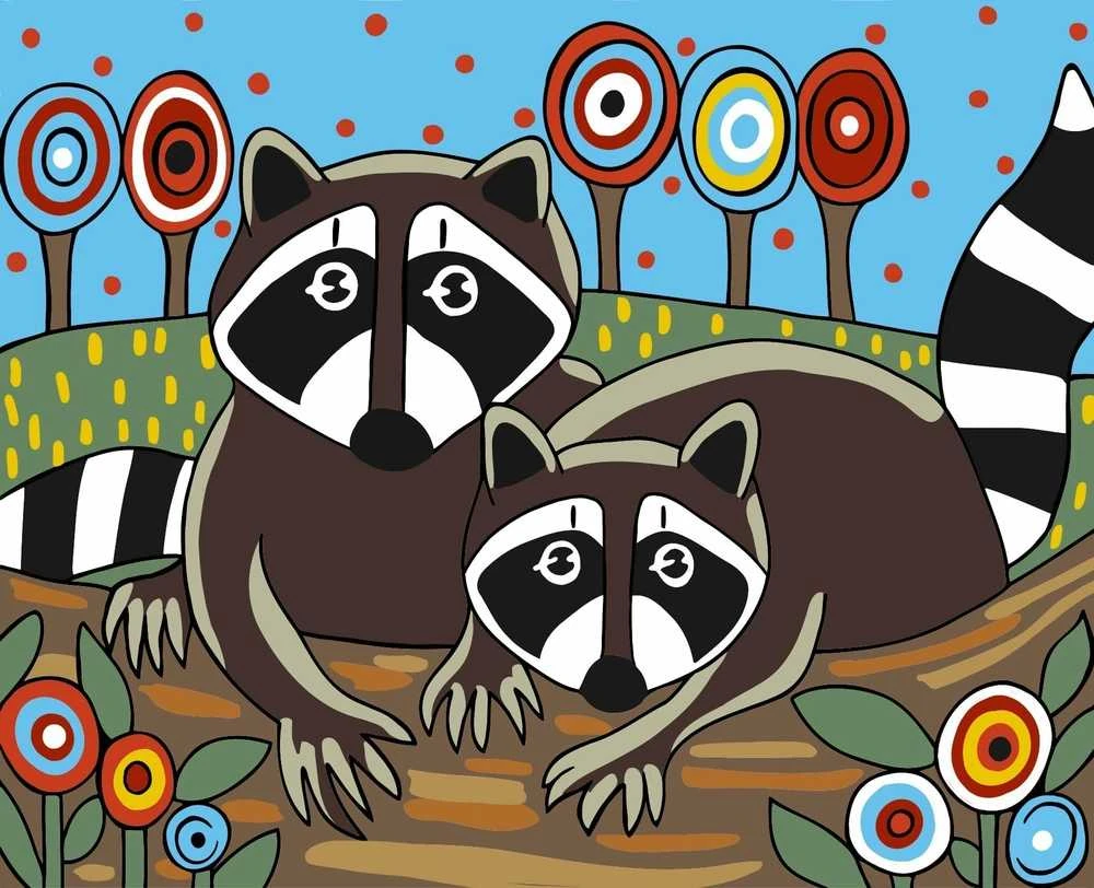 Wizardi Tapybos pagal skaičius rinkinys: Racoons 16.5x13 cm MINI003
