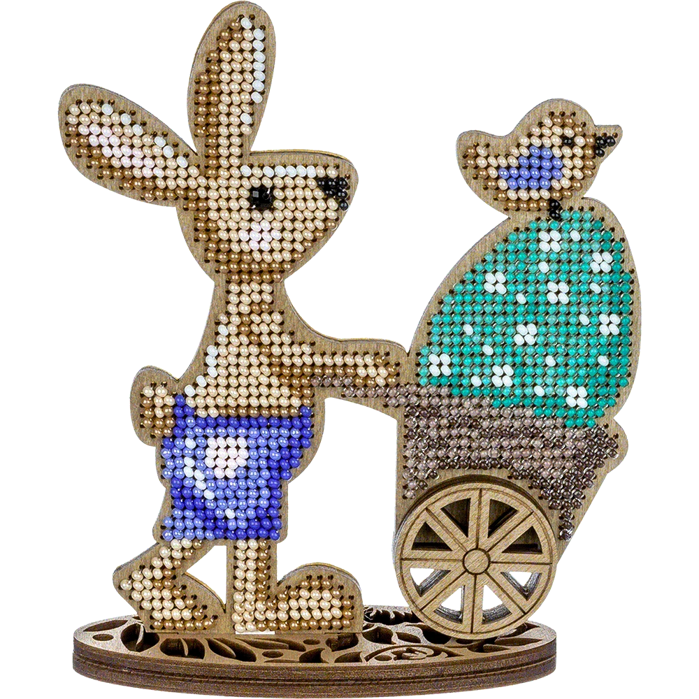Wonderland Crafts Karoliukų siuvinėjimo rinkinys ant medžio su PRECIOSA, 11 spalvų, 11x13 cm
