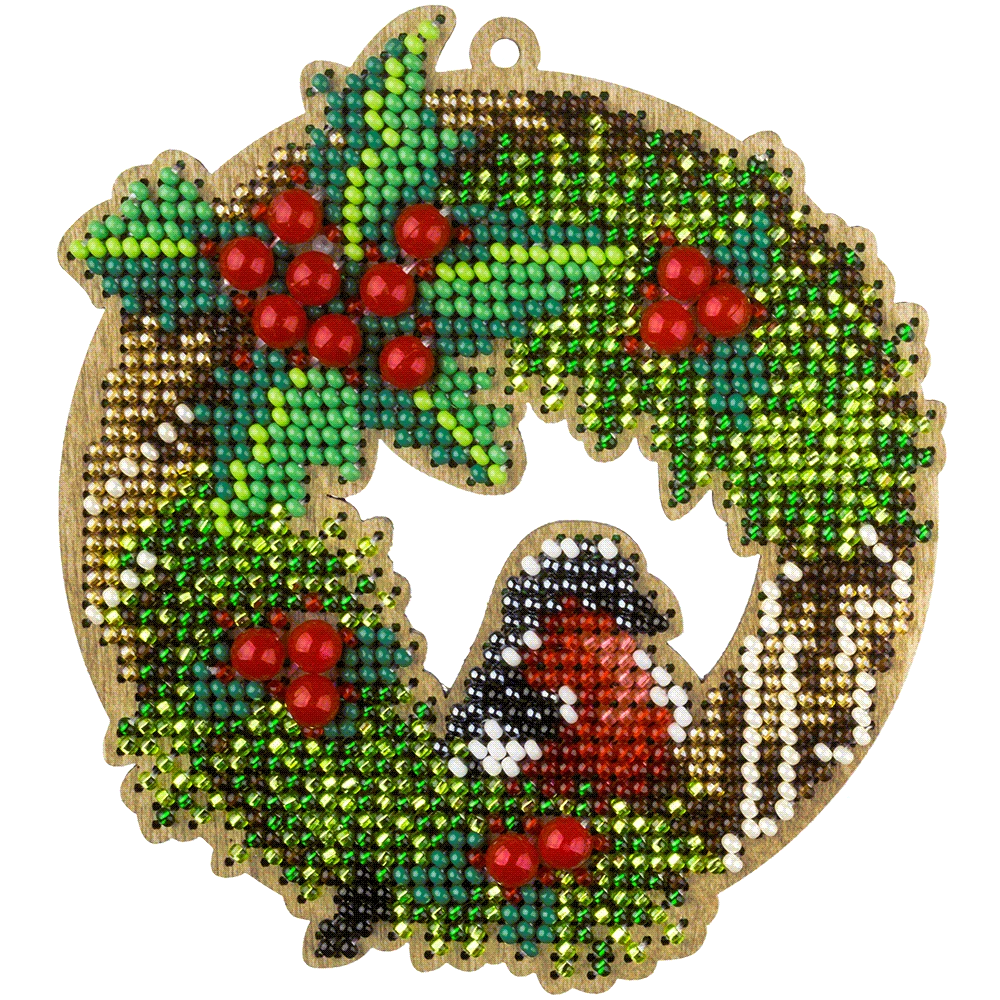 Wonderland Crafts Siuvinėjimo karoliukais rinkinys ant medžio, PRECIOSA, 10×11 cm, 14 spalvų