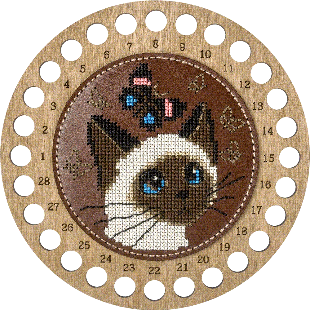 Wonderland Crafts Siuvinėjimo kryželiu rinkinys: siūlų organizatorius, dirbtinė oda 15x15