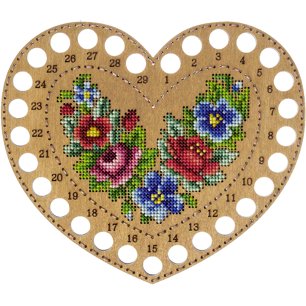 Wonderland Crafts Siuvinėjimo kryželiu rinkinys ant medžio, medinis ruošinys 16×14 cm be siūlų