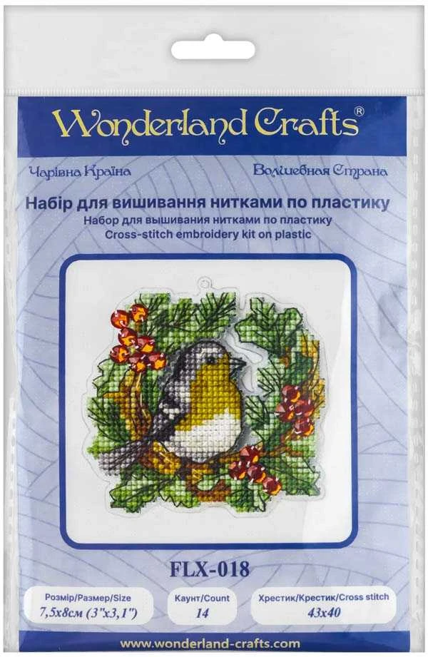 Wonderland Crafts Siuvinėjimo kryželiu rinkinys ant plastiko – kalėdinis žaisliukas eglutei