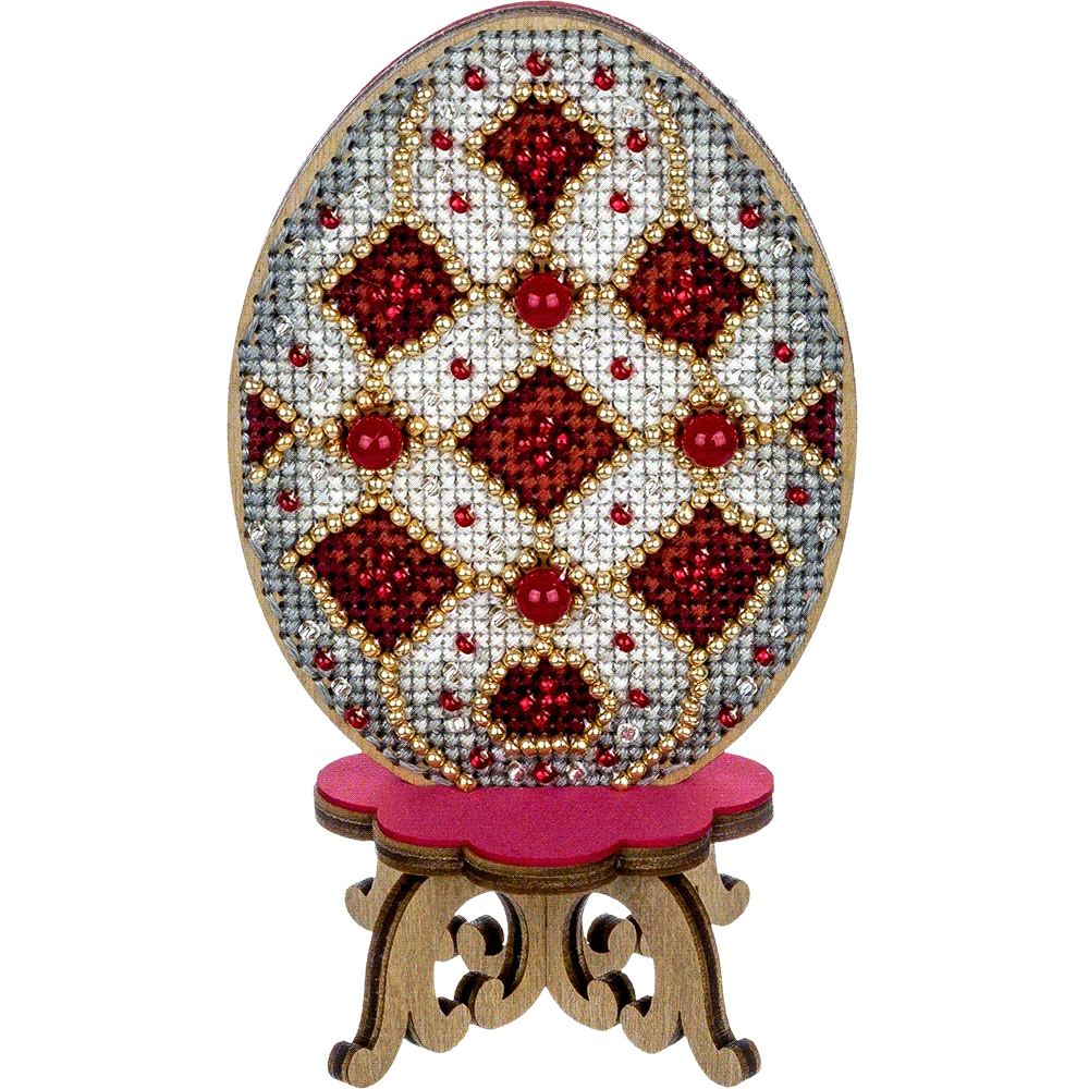 Wonderland Crafts Velykinis medinis kiaušinis – Siuvinėjimo kryželiu rinkinys 6,5×11,5 cm