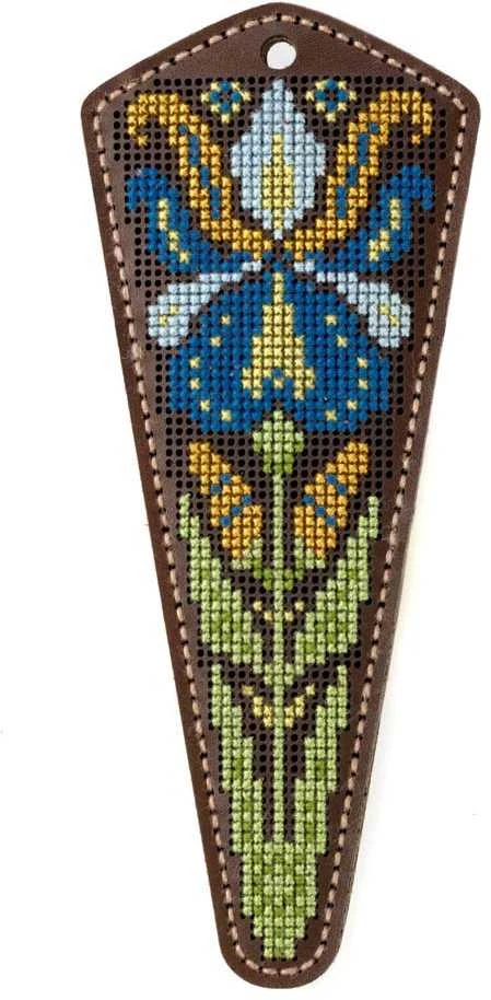 Wonderland Crafts Žirklių dėklo siuvinėjimo rinkinys „Irisai“, dirbtinė oda 10–13 cm
