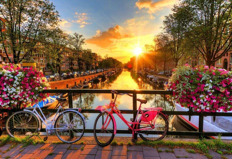 Wooden city Medinė dėlionė „Amsterdamo dviračiai“ 300 detalių, unikalios formos L