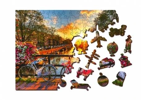 Wooden city Medinė dėlionė „Amsterdamo dviračiai“ 300 detalių, unikalios formos L