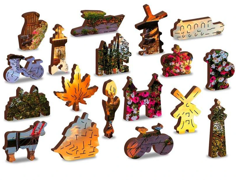 Wooden city Medinė dėlionė „Amsterdamo dviračiai“ 300 detalių, unikalios formos L
