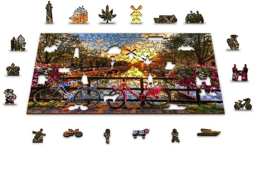 Wooden city Medinė dėlionė „Amsterdamo dviračiai“ 300 detalių, unikalios formos L