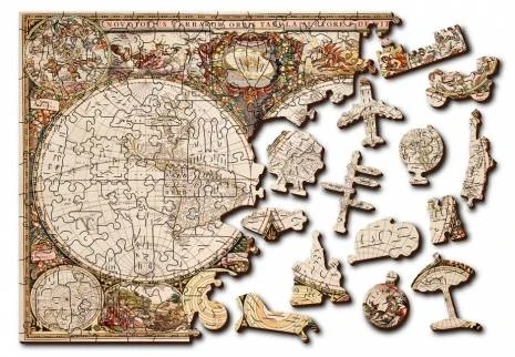 Wooden city Medinė dėlionė „Antikinis pasaulio žemėlapis“ XL, 600 detalių