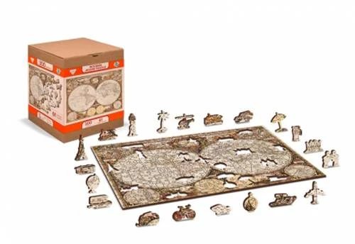 Wooden city Medinė dėlionė „Antikinis pasaulio žemėlapis“ XL, 600 detalių