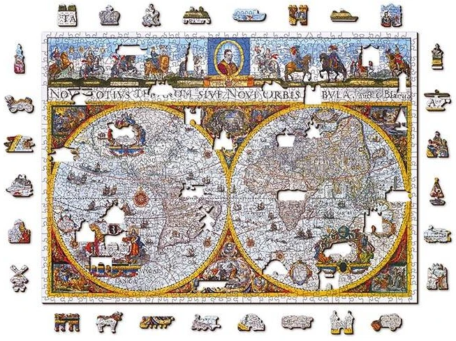 Wooden city Medinė dėlionė „Nova Terrarum“ žemėlapis 750 detalių, dvipusės figūrėlės