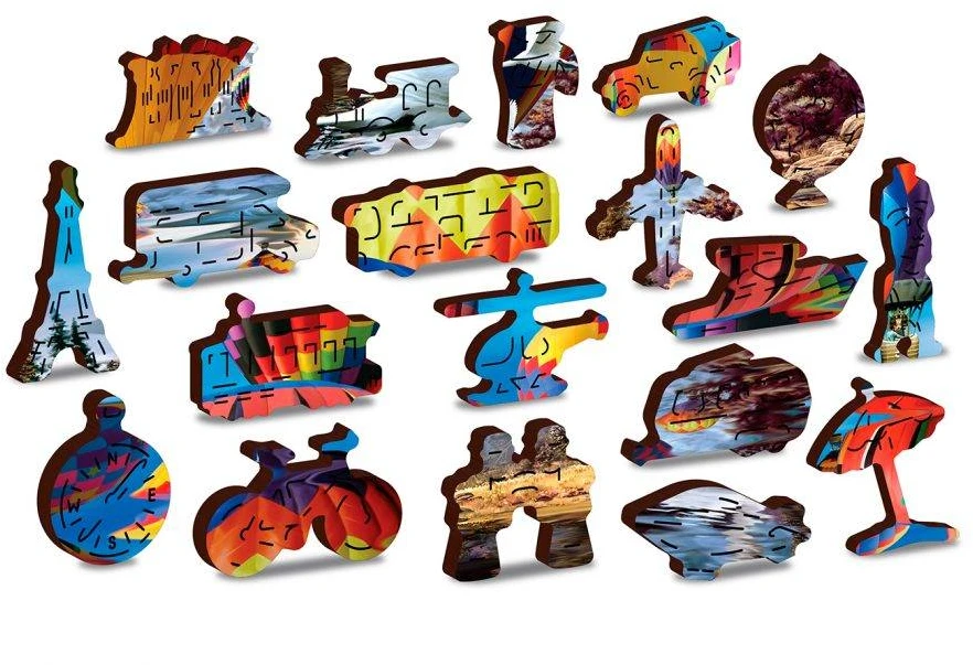 Wooden city Medinė dėlionė „Ramios kelionės“ – 300 dalių, dvipusės detalės