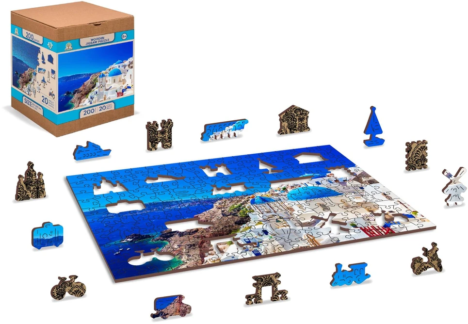 Wooden city Medinė dėlionė „Santorinis, Graikija“ 200 detalių