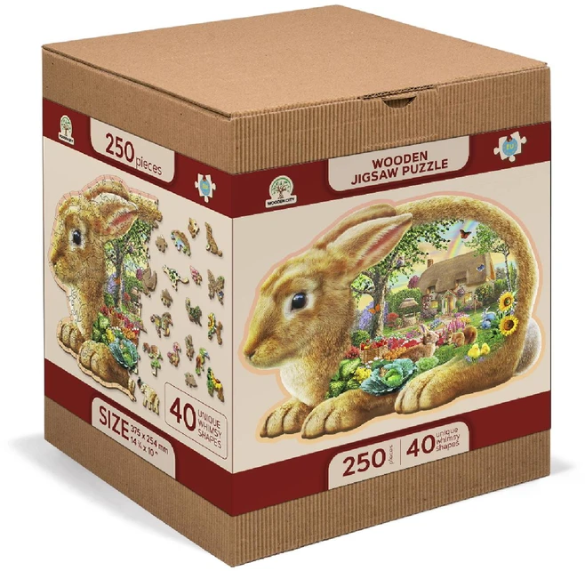 Wooden city Medinė dėlionė Woodencity Garden Bunny, 250 detalių