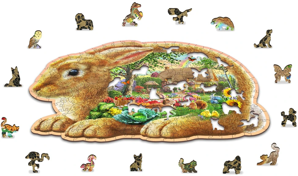 Wooden city Medinė dėlionė Woodencity Garden Bunny, 250 detalių