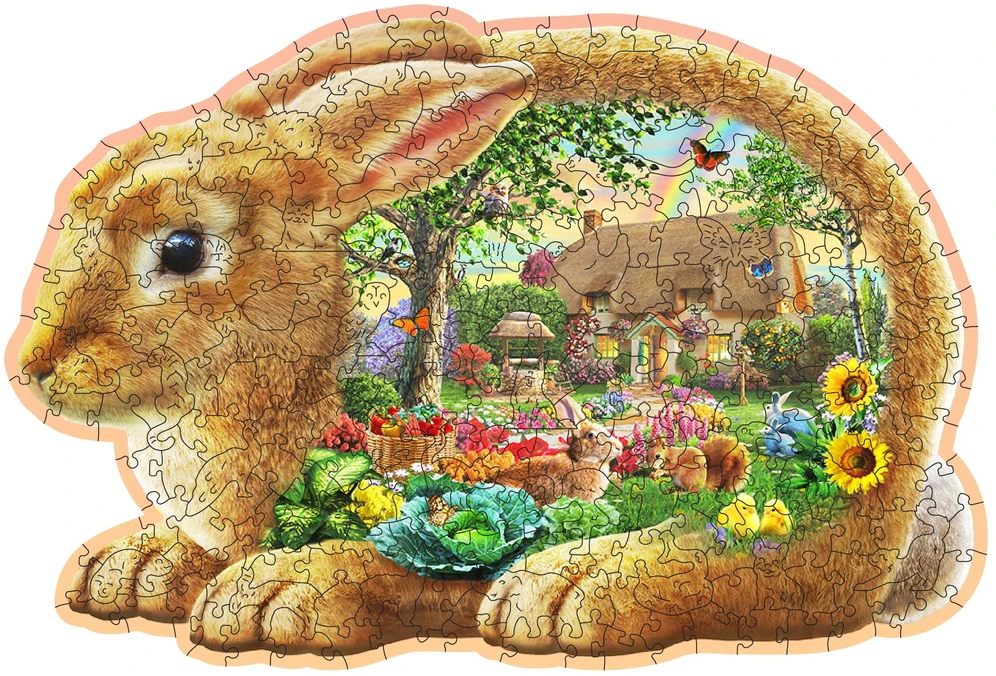 Wooden city Medinė dėlionė Woodencity Garden Bunny, 250 detalių