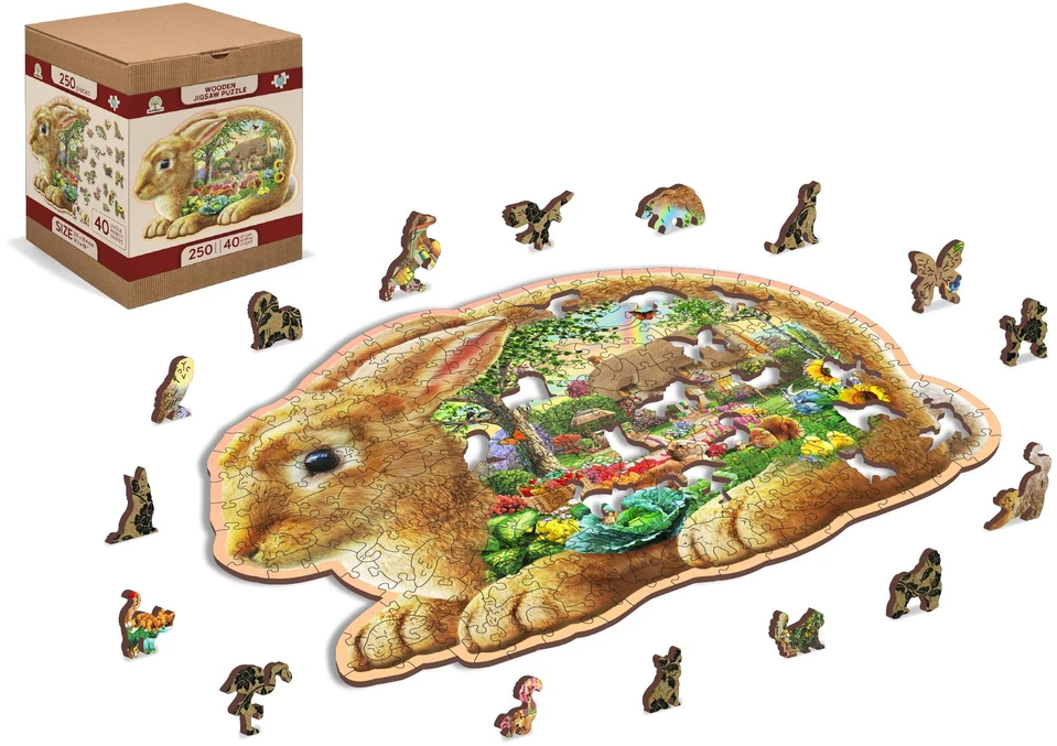 Wooden city Medinė dėlionė Woodencity Garden Bunny, 250 detalių