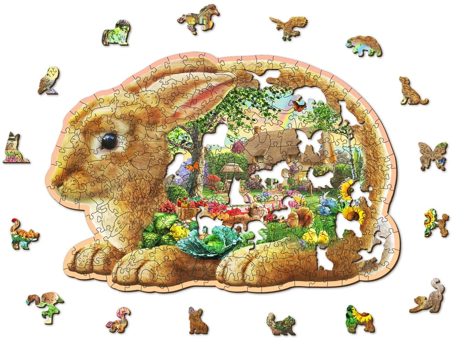 Wooden city Medinė dėlionė Woodencity Garden Bunny, 250 detalių