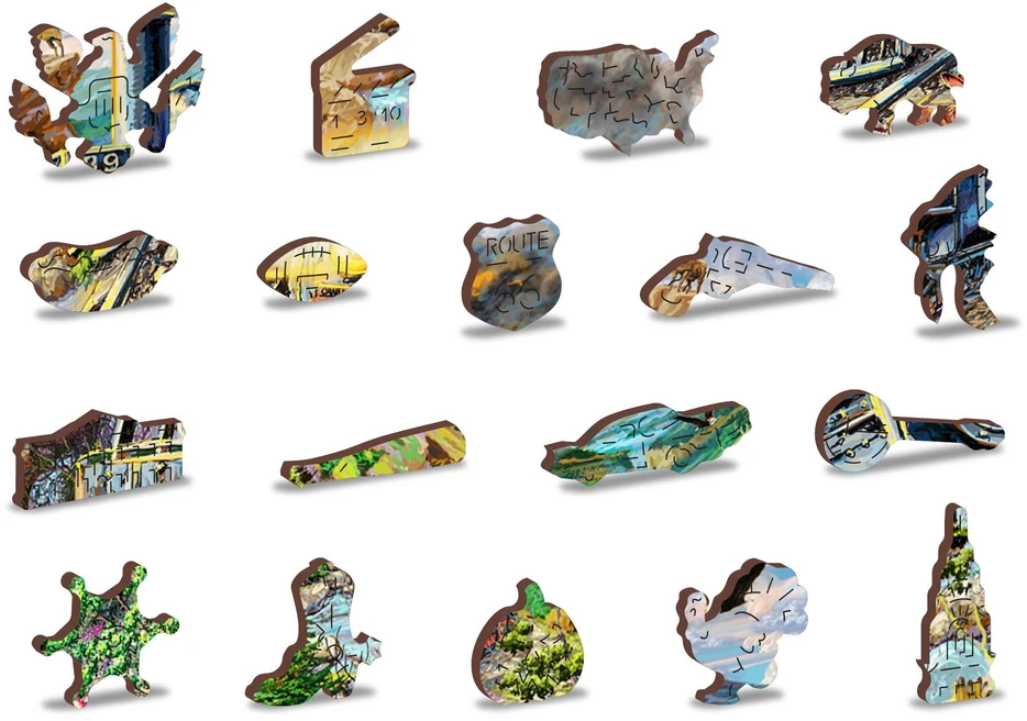 Wooden city Medinė dėlionė „Traukinys“ 200 detalių, dvipusės figūrėlės 10+