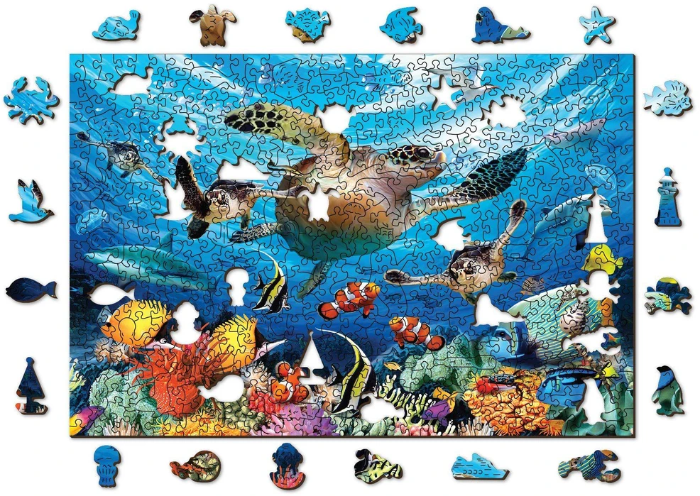 Wooden city Medinė dėlionė Woodencity Ocean Life, 500 detalių