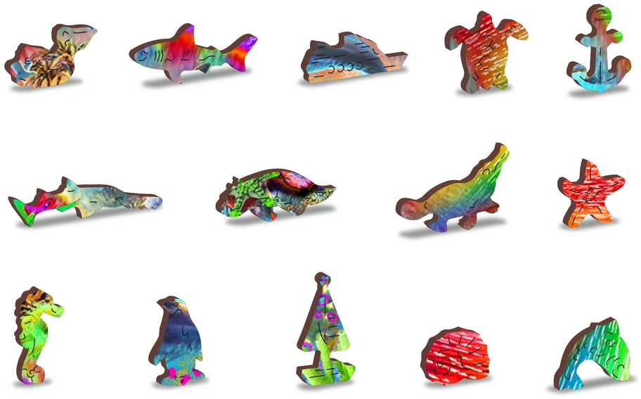 Wooden city Medinė dėlionė Woodencity Magic Fish, 250 detalių