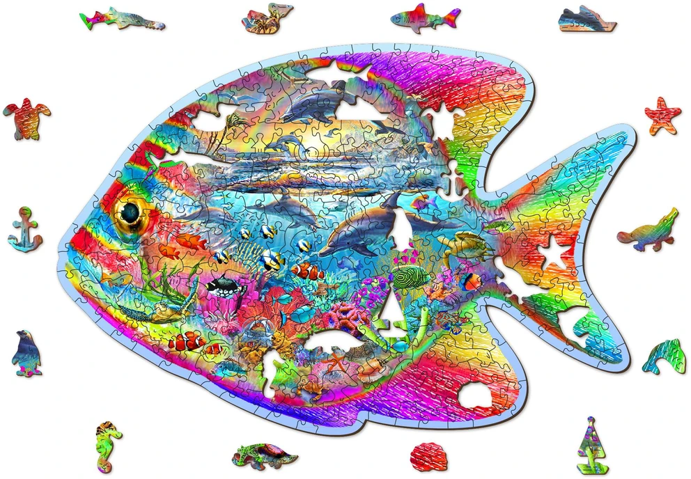 Wooden city Medinė dėlionė Woodencity Magic Fish, 250 detalių