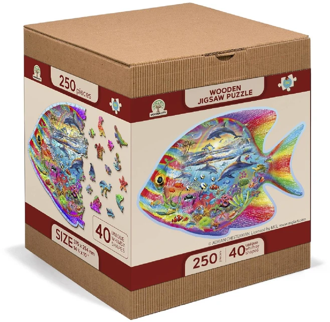Wooden city Medinė dėlionė Woodencity Magic Fish, 250 detalių