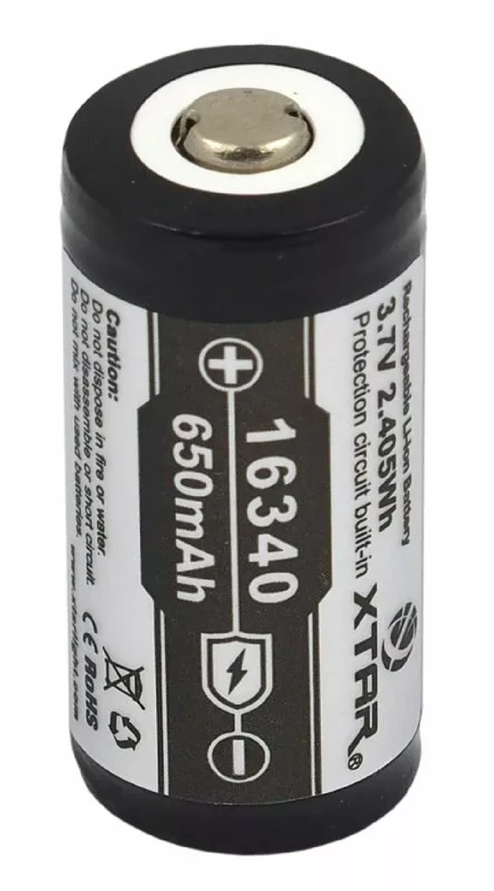 Xtar 650mAh 3,7V 16340 CR123 akumuliatorius su PCB