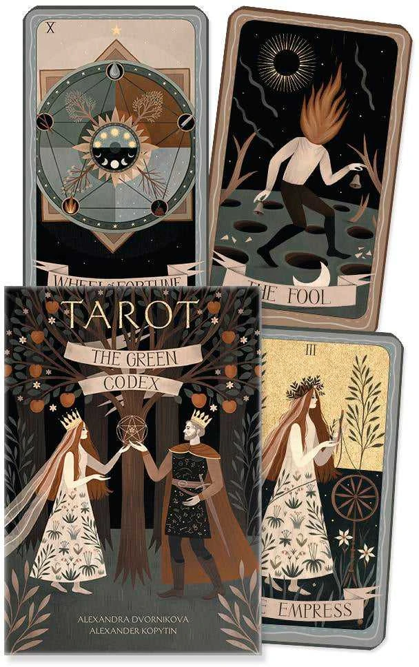 Žalias Codex Tarot rinkinys: 78 kortos + knyga, gamtos magija | Lo Scarabeo