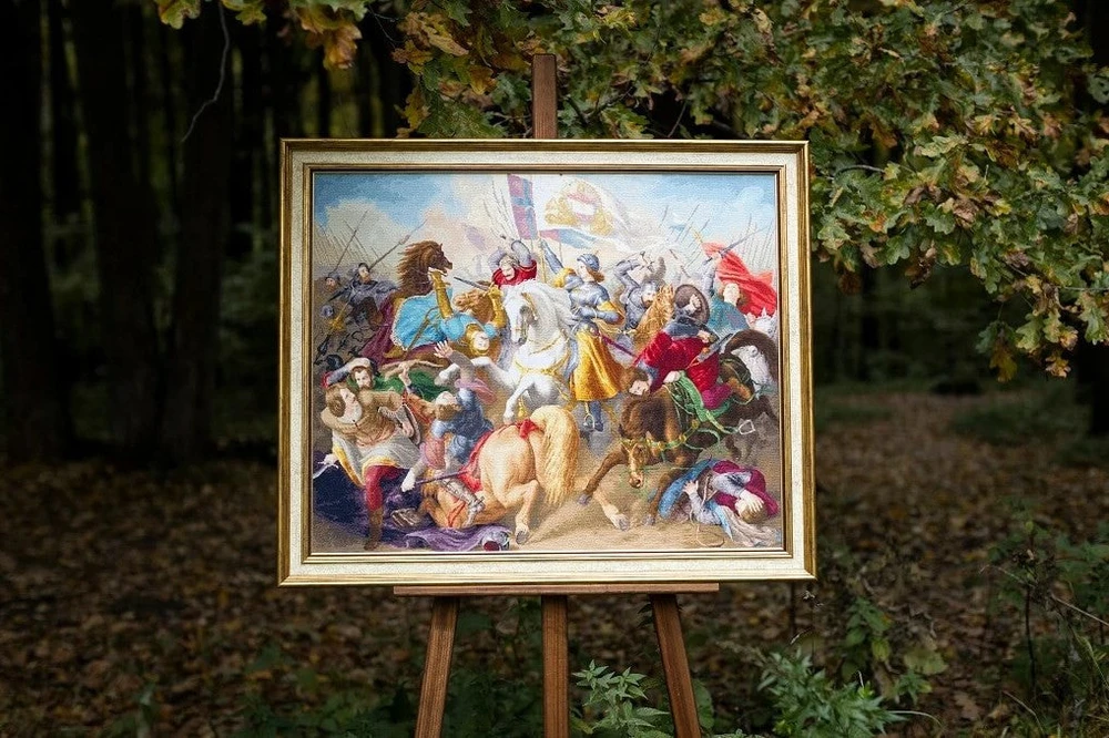 Zolotoe Runo Beldizart Skaičiuojamo kryželiu siuvinėjimo rinkinys "Žana d'Ark mūšyje" 81x66 cm S/MK090