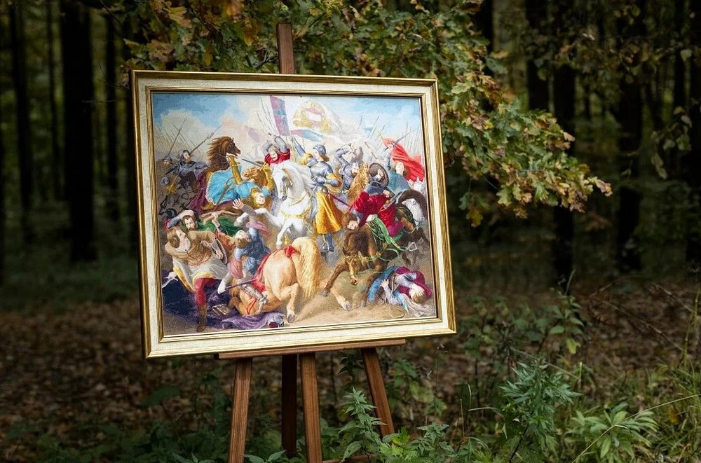 Zolotoe Runo Beldizart Skaičiuojamo kryželiu siuvinėjimo rinkinys "Žana d'Ark mūšyje" 81x66 cm S/MK090