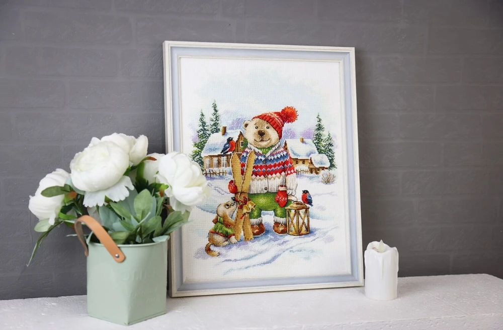 Zolotoe Runo Kryželių siuvinėjimo rinkinys „Linksmas slidininkas“ S/VK087