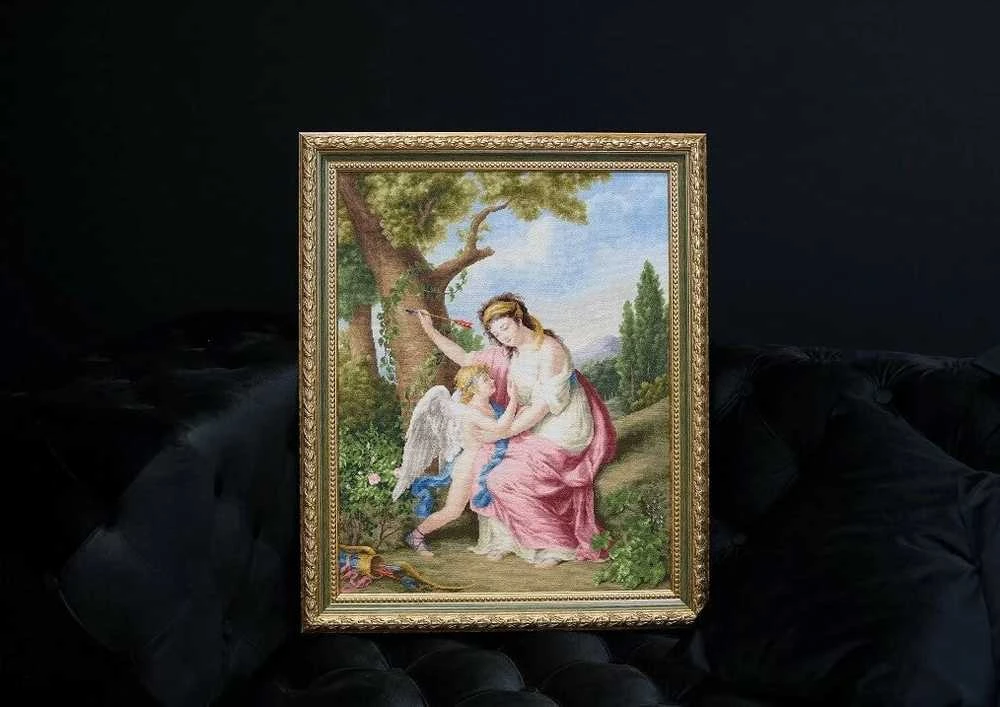 Zolotoe Runo Siuvinėjimo kryželiu rinkinys „Moteris ir Kupidonas 1792“