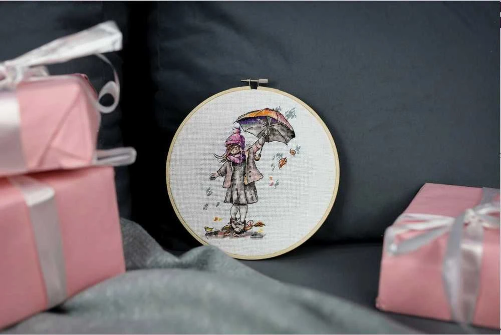 Zolotoe Runo Siuvinėjimo rinkinys Lietus, 16×11.5 cm – žavingas mini paveikslas