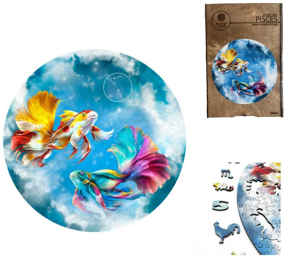 Fantasy Puzzles Žuvys (Zodiakai) Dėlionė Iš Medžio (200 detalių)