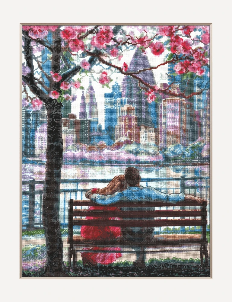 Riolis Kryželiu siuvinėjimo rinkinys - Aine kolekcija „Blooming New York“ 30x40 cm SRA1015