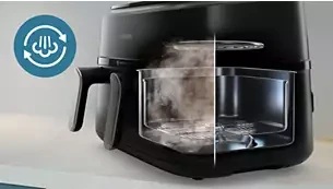 Naujiena Dviejų krepšelių gruzdintuvė su garų funkcija  Philips 5000 Series NA555/00, Sidabrinė aprašymas - Prekės nuotrauka