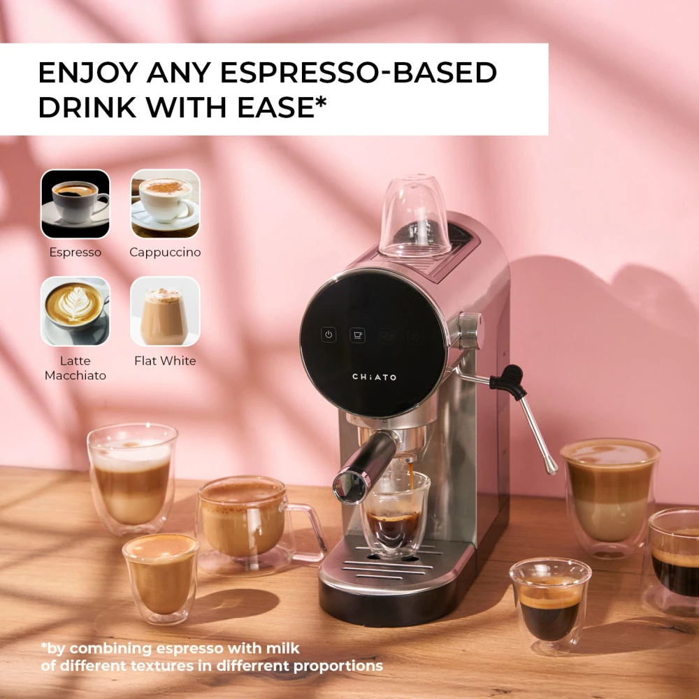 CHiATO Luna Style pusiau automatinis kavos aparatas, sidabrinis