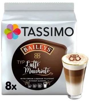 Kavos kapsulės Tassimo Latte Macchiato Baileys (suderinamos su Bosch Tassimo kapsuliniais kavos aparatais), 8+8 vnt.