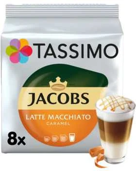 Kavos kapsulės Tassimo Latte Macchiato Caramel (suderinamos su Bosch Tassimo kapsuliniais kavos aparatais), 8+8 vnt.