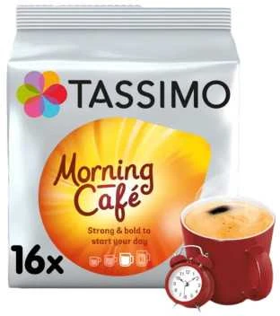 Kavos kapsulės „Tassimo Morning Cafe“ (suderinamos su „Bosch Tassimo“ kapsuliniais kavos aparatais), 16 vnt.