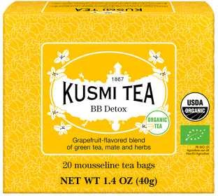 Organinis žaliosios ir matės arbatos mišinys „Kusmi Tea BB Detox“ – 20 muslininių arbatos pakelių