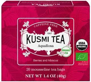 Ekologiška vaisių ir žolelių arbata „Kusmi Tea AquaRosa“ – 20 muslininių arbatos pakelių