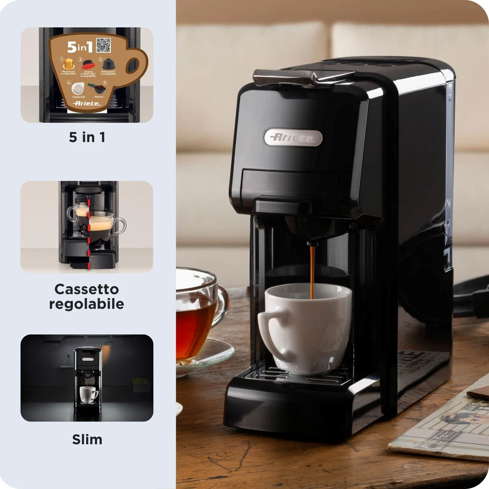1304 Ariete 5-in-1 espresso kavos aparatas su keičiamais moduliais