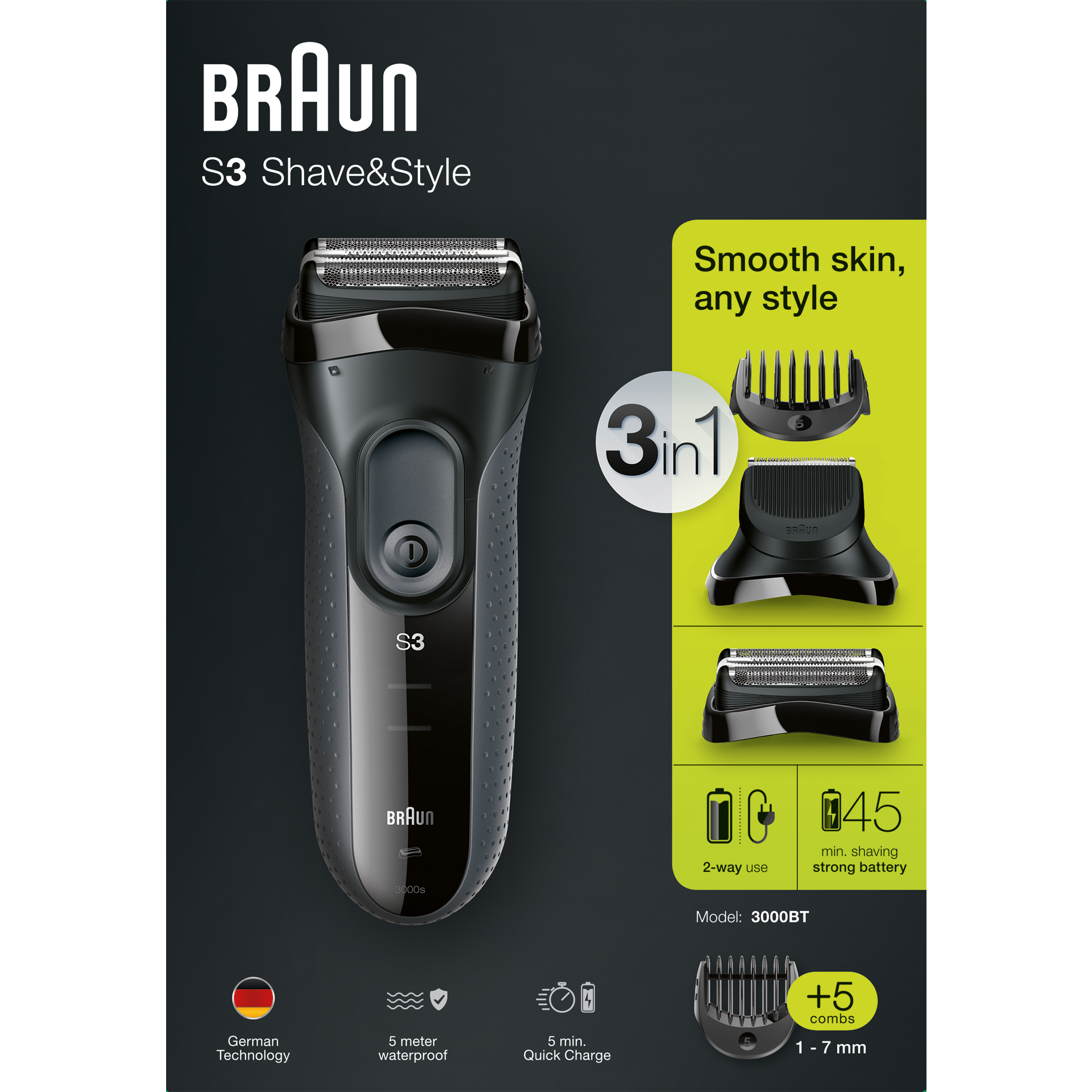 Barzdaskutė BRAUN 3000BT 3in1