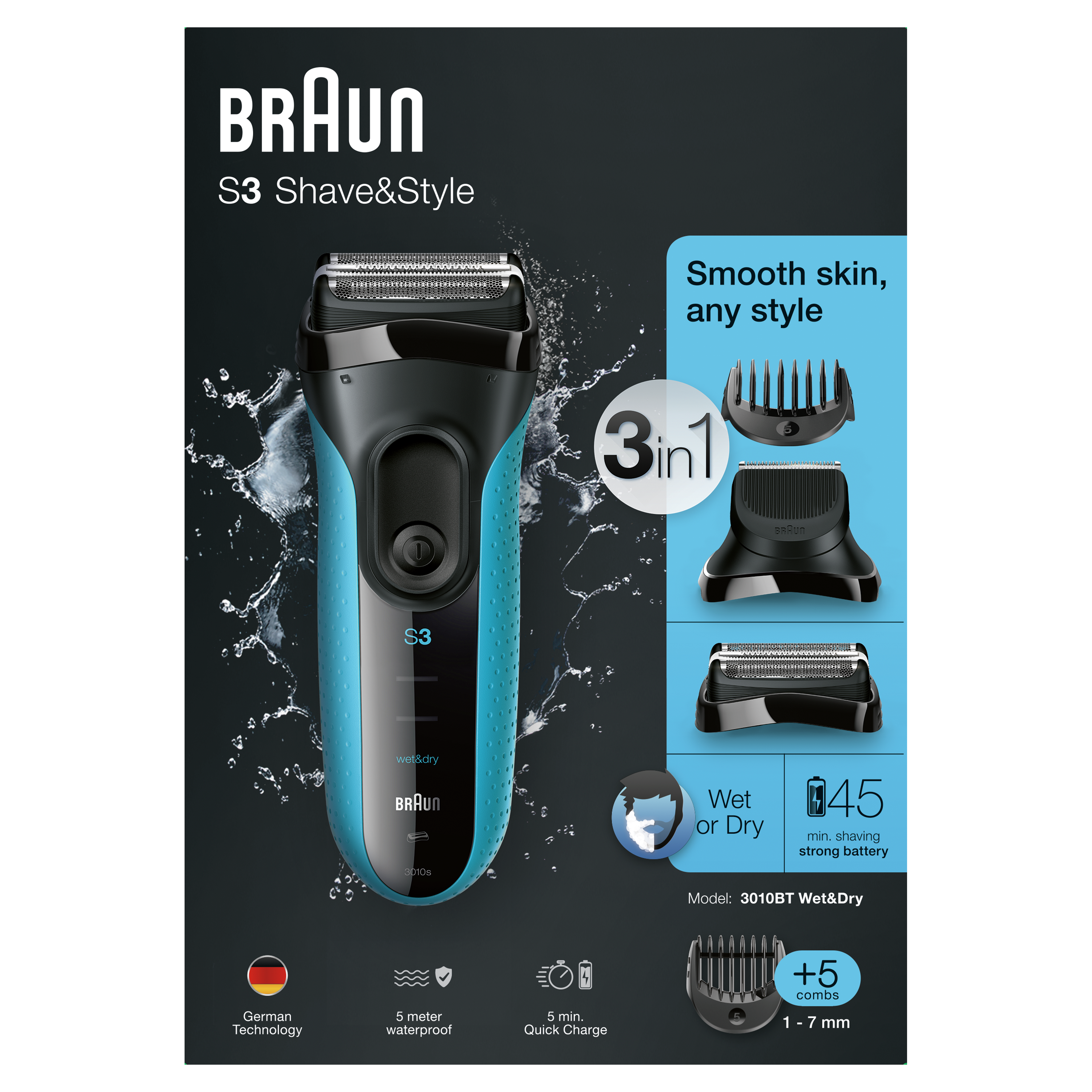 Barzdaskutė Braun Series 3 3010BT 3in1
