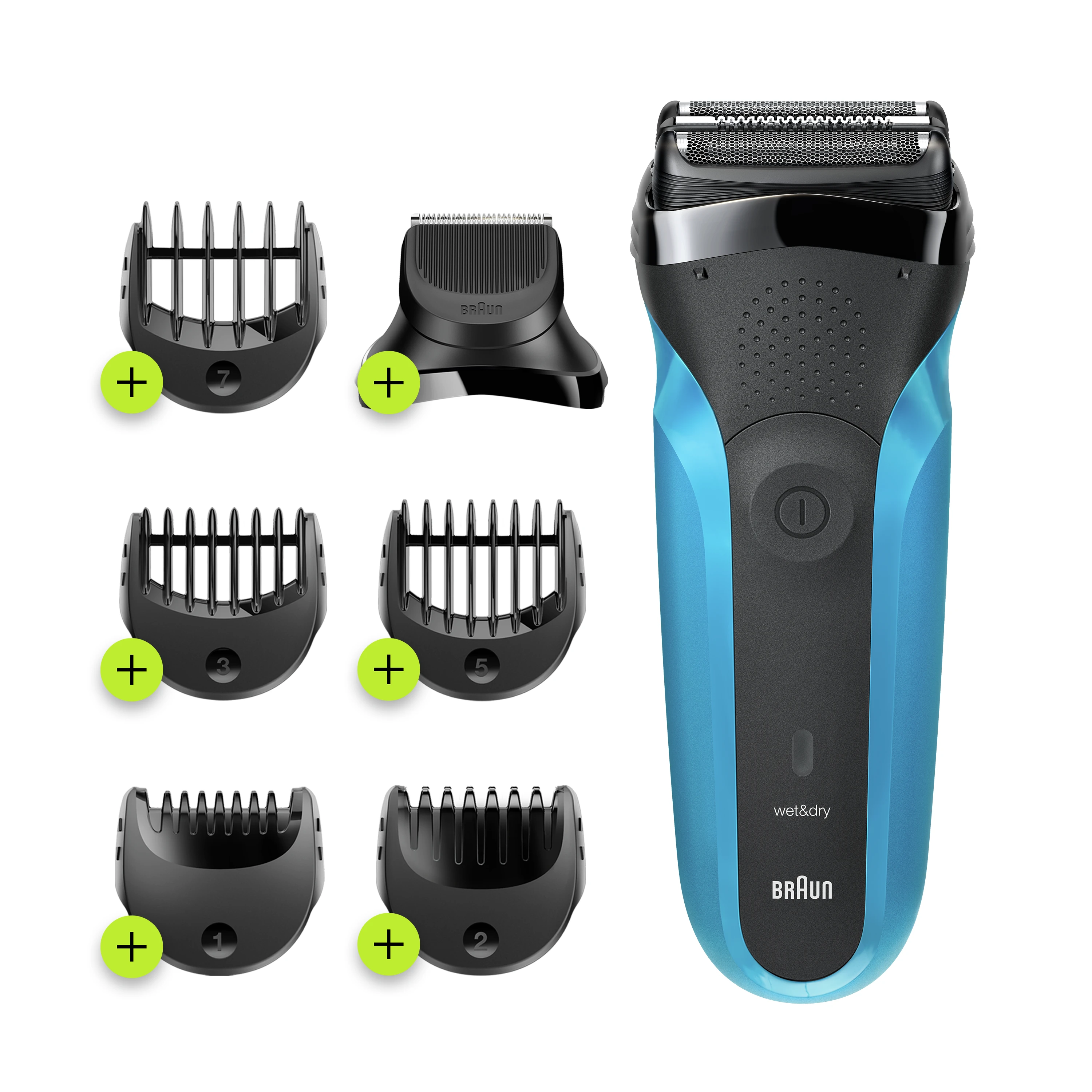 Barzdaskutė Braun Series 3 310BT Skustuvas Apkarpymo mašinėlė Juoda, Mėlyna