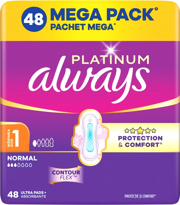Always Platinum Normal Size 1 Higieniniai Paketai su Sparneliais, 48 vnt.
