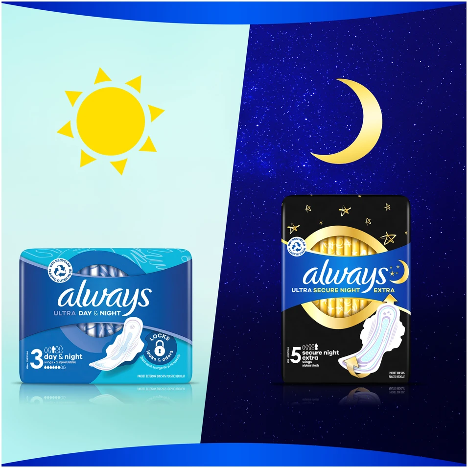 Always Ultra Secure Night Size 4 Higieniniai Paketai su Sparneliais, 36 vnt.