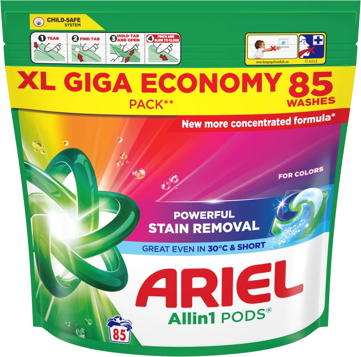 Ariel All-in-1 Pods Color Želinės Skalbimo Kapsulės, 85 Kapsulės